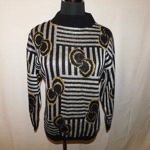 Kate Collins Vintage Sweater Black With Silver & Gold Metallic